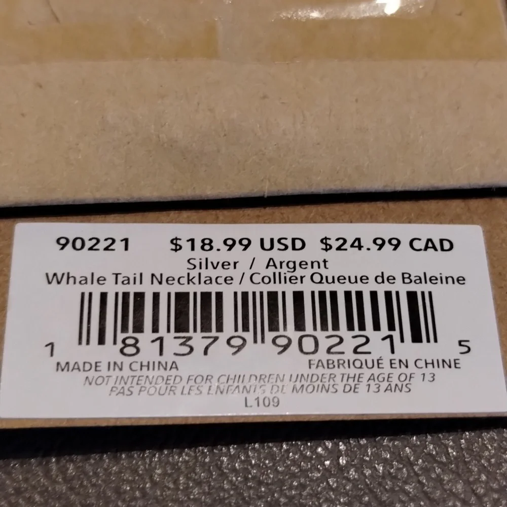 Cubic Zirconia Silver Necklace  Whale Tail Necklace Amanda Blu NWT - Picture 7 of 9